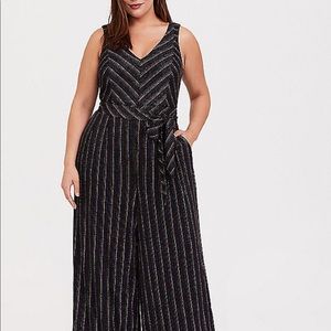 Torrid Rainbow Strip sparkle jumpsuit